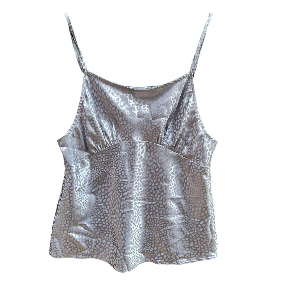 Glam Satin Grey‎ Leopard Print Cami Top Adjustable Straps Party Fairy Size S